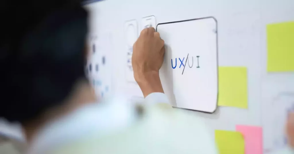 Desain papan tulis dengan label UX/UI